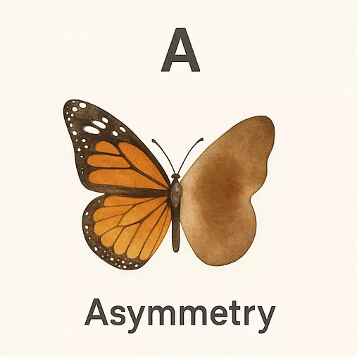 Aysmmetry - One half of the mole looks different from the other half. Benign moles are usually symmetrical.
