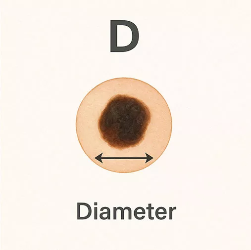 Diameter -Melanomas are typically larger than the size of a pencil eraser (about 6 mm). However, they can still be smaller, especially in the early stages.