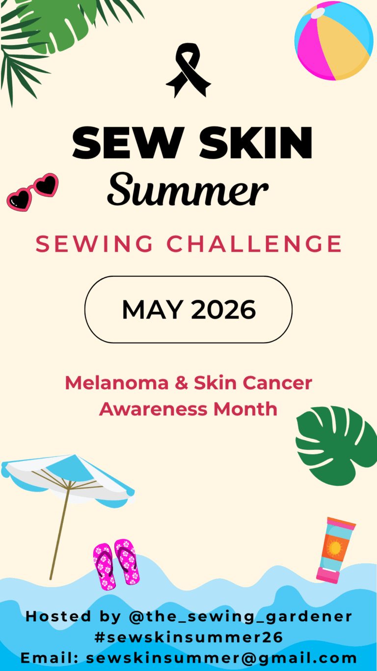 Sew Skin Summer Sewing Challenge poster for Melanoma & Skin Cancer Awareness Month.