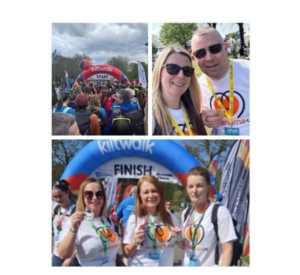 Protecting skin from melanoma at a charity run event in the UK.