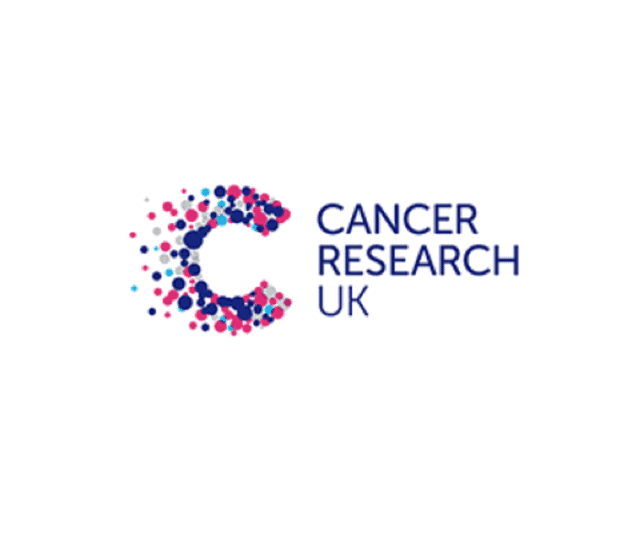 Cancer Research UK logo with dotted 'C' design and text.